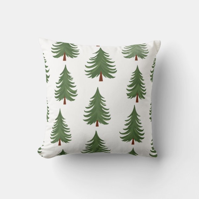 Pine Tree Repeat Pattern – Evergreen Forest Design Kissen (Vorderseite)