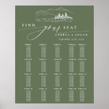 Pine Tree Rustic Mountains Hochzeitsdiagramm