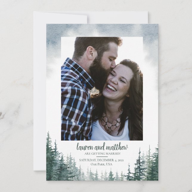 Pine Tree Rustic Wedding speichern Sie das Datum m Save The Date (Vorderseite)