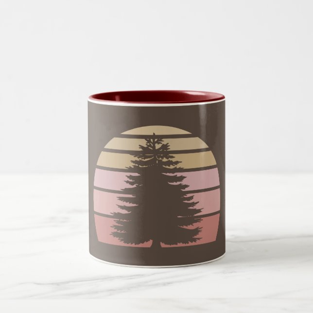 Pine Tree Silhouette Zweifarbige Tasse (Mittel)