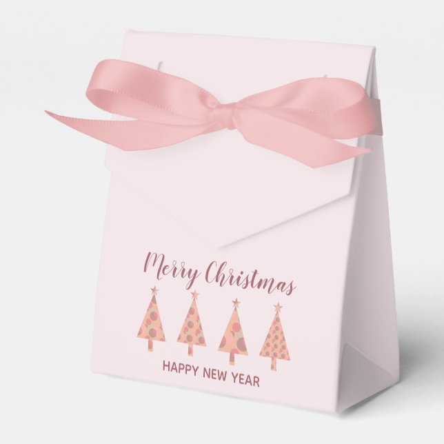 Pine Tree Simple Modern Girly Pink Frohe Weihnacht Geschenkschachtel (Vorderseite)