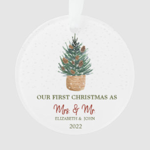 Pine Tree Snow Unser erstes Weihnachtsfest Ornament
