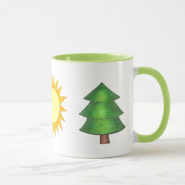 Pine Tree Sun Bergsee-Zauber im Val Piora Tasse (Rechts)
