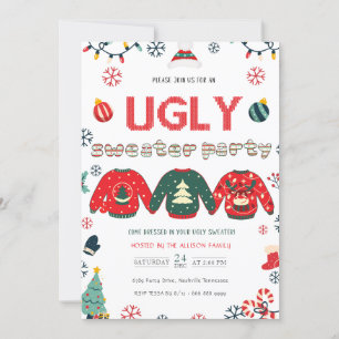 Pine tree Ugly Sweater Christmas Party Einladung