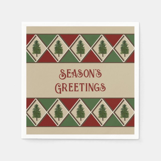 Pine Tree und Harlequin Paper Napkin Serviette (Vorderseite)