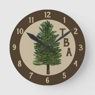 Pine Tree Wall Clock Runde Wanduhr