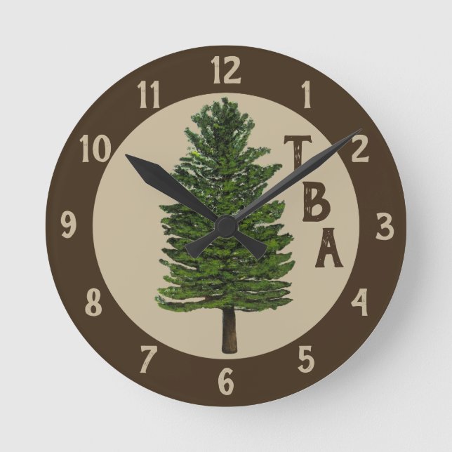 Pine Tree Wall Clock Runde Wanduhr (Vorderseite)
