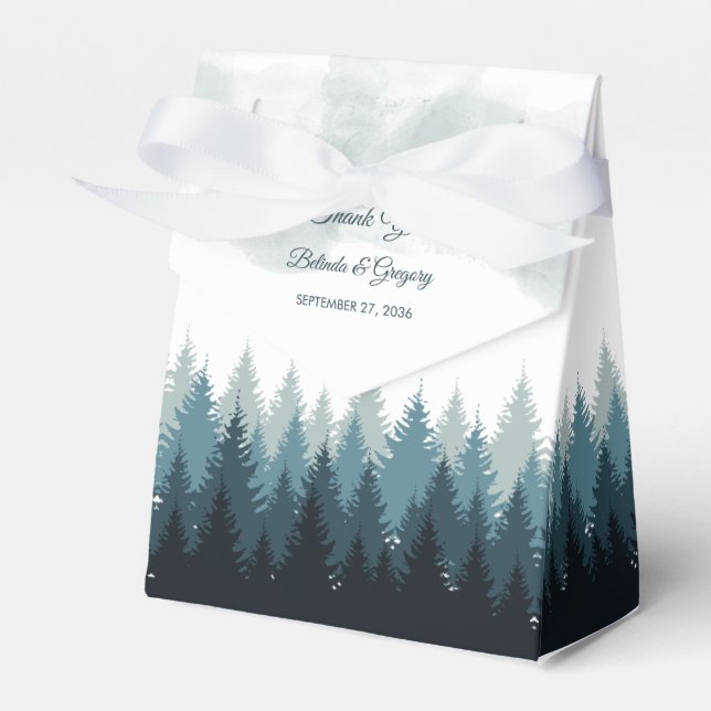 Pine Tree Watercolor Forest Rustikale Hochzeit Geschenkschachtel (Vorderseite)