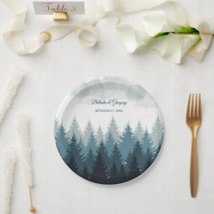 Pine Tree Watercolor Forest Rustikale Hochzeit Pappteller