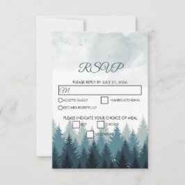 Pine Tree Watercolor Forest Rustikale Hochzeit RSVP Karte