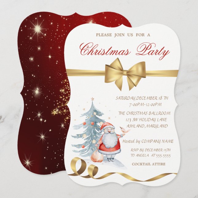 Pine Tree, Weihnachten im Weihnachtsmann Einladung (Vorne/Hinten)