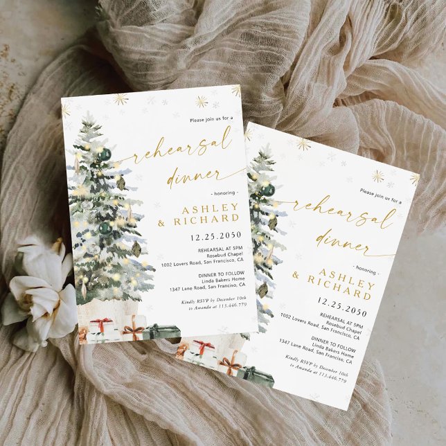 Pine Tree Weihnachts-Probe Abendessen Einladung (Von Creator hochgeladen)