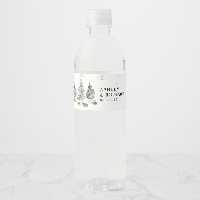 Pine Tree Weihnachtswasser Flasche Etikett (Vorderseite)