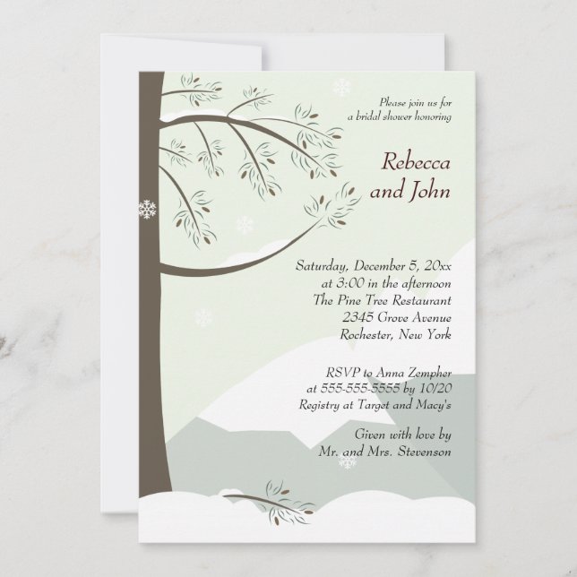 Pine Tree Winter 12x18 Bridal Dusche Einladung (Vorderseite)