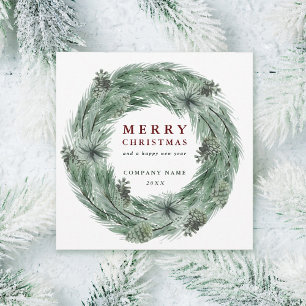 Pine Tree Wreath Christmas Card mit QR Code Feiertagskarte
