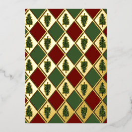 Pine Trees and Harlequin Foil Holiday Card Folien Feiertagskarte