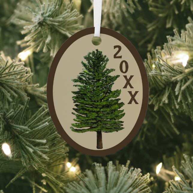 Pine Trees and Harlequin Oval Ornament Aus Metall (InSitu)