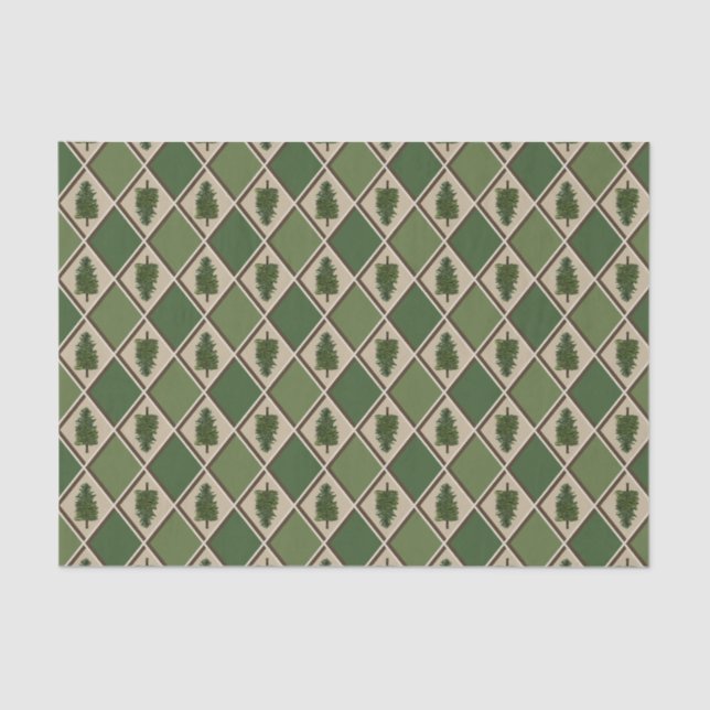 Pine Trees and Harlequin Tissue Paper Seidenpapier (Vorderseite)