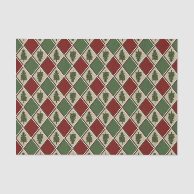 Pine Trees and Harlequin Tissue Paper Seidenpapier (Vorderseite)