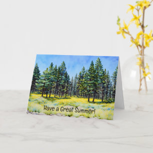 Pine Trees and Wildblumen Sommersaison Kunst, Dich Karte