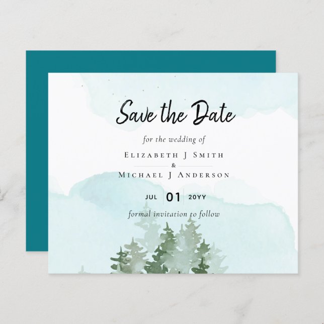 Pine Trees Aquamarin und Sage Wedding (Vorne/Hinten)