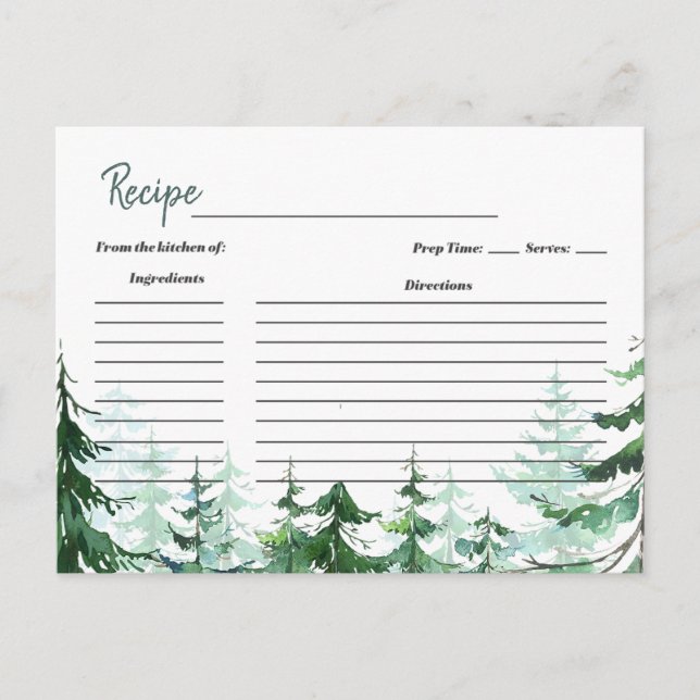  Pine Trees Christmas Brautparty Rezept Card Postkarte (Vorderseite)