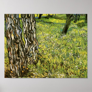 Pine Trees & Dandelions Van Gogh Fine Art Poster