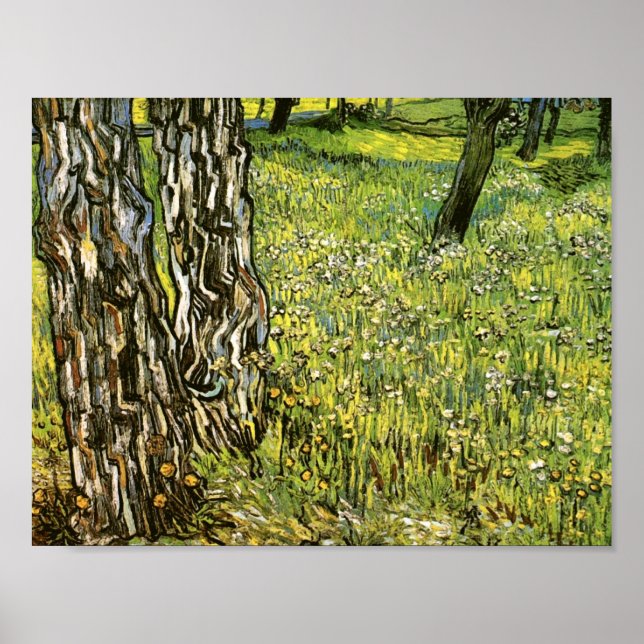 Pine Trees & Dandelions Van Gogh Fine Art Poster (Vorne)