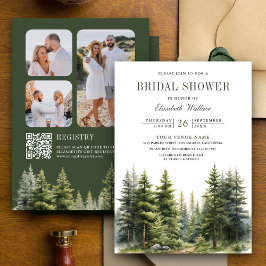 Pine Trees Forest Foto QR Code Brautparty Einladung