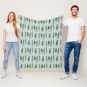Pine Trees Forest Pattern Wasserfarbe Fleecedecke