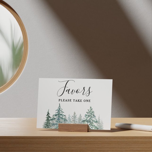 Pine Trees Lantern Botanische Gefälligkeitszeichen Poster (Winter Rustic Pine Trees Lantern Botanical Wedding Party Supplies)