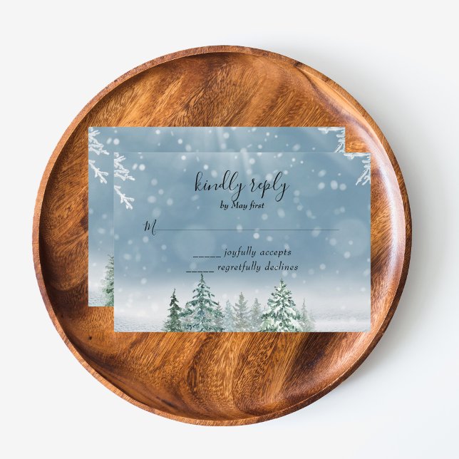 Pine Trees Lantern Botanisches UAWG RSVP Karte (Winter Rustic Pine Trees Lantern Botanical Wedding Party Supplies)