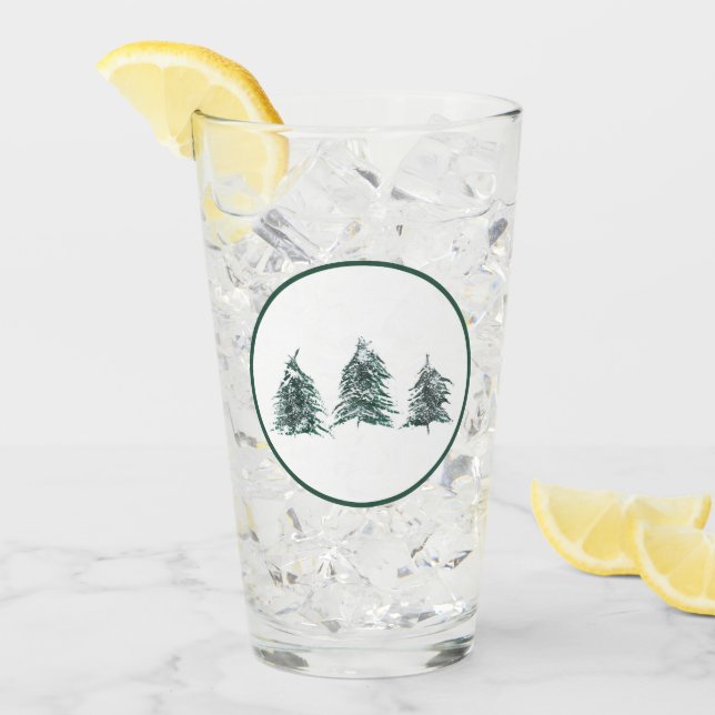 Pine Trees Pint Glass Glas (Vorderseite Ice)