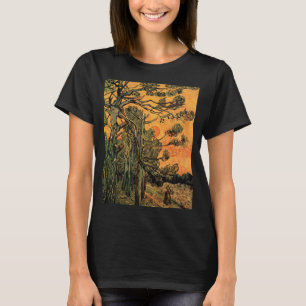 Pine Trees Red Sky Setting Sun by Vincent van Gogh T-Shirt