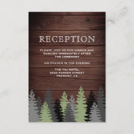 Pine Trees Rustic Wood Winter Wedding Empfang Begleitkarte