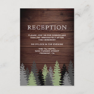 Pine Trees Rustic Wood Winter Wedding Empfang Begleitkarte