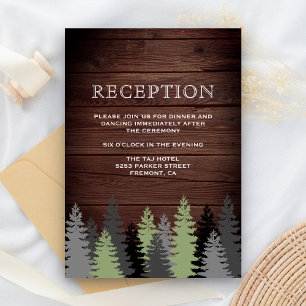 Pine Trees Rustic Wood Winter Wedding Empfang Begleitkarte