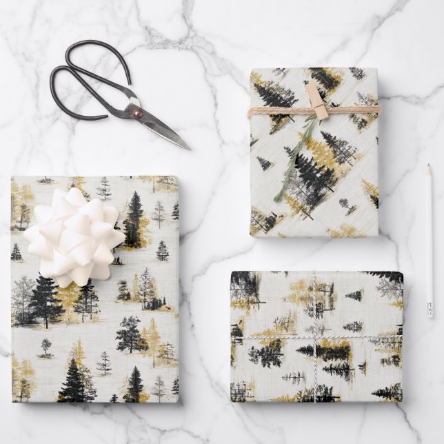 Pine trees scenery landscape geschenkpapier set (Vorderseite)