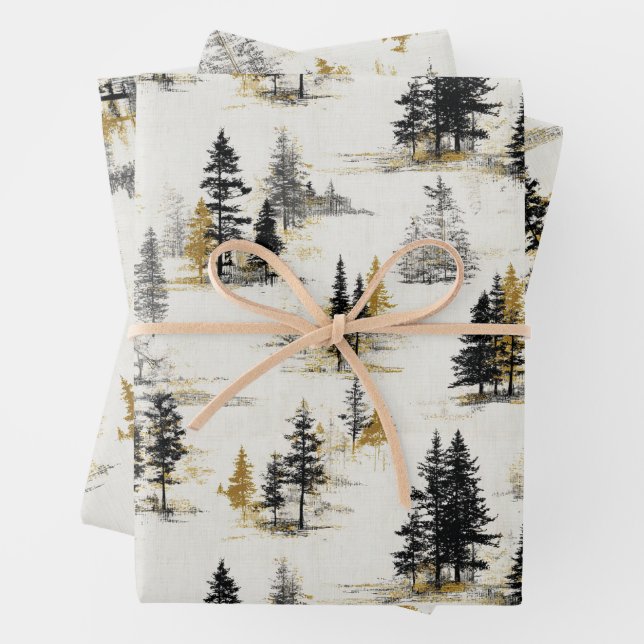 Pine trees scenery landscape geschenkpapier set (Beispiel)