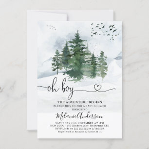 Pine Trees The Adventure fängt mit Baby-Dusche an Einladung