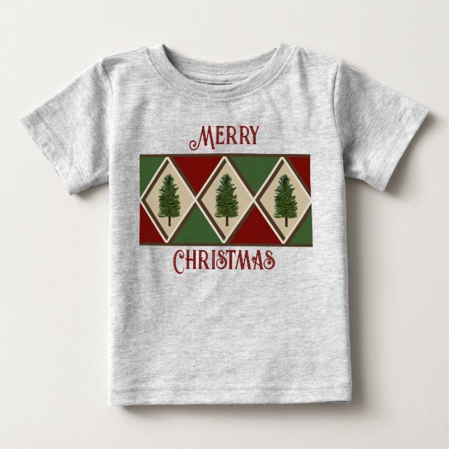 Pine Trees und Harlequin Baby T - Shirt (Vorderseite)