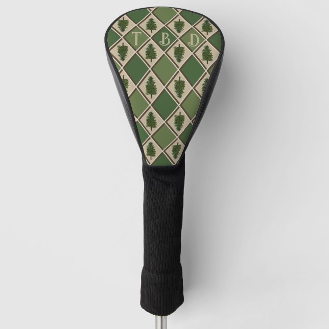 Pine Trees und Harlequin Golf Head Cover Headcover (Vorderseite)