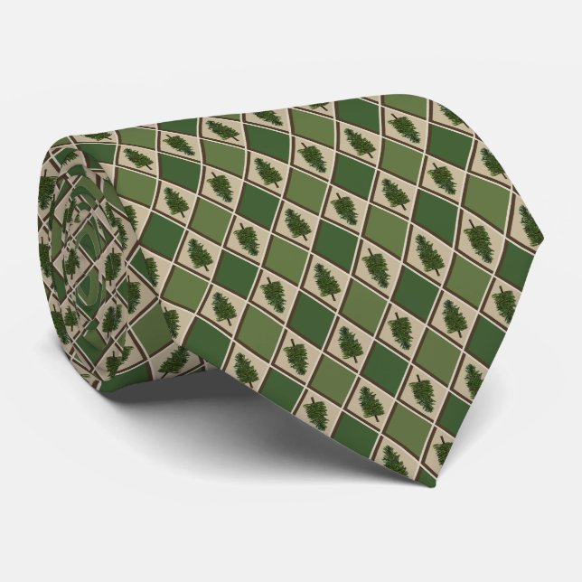 Pine Trees und Harlequin Neck Tie Krawatte (Gerollt)