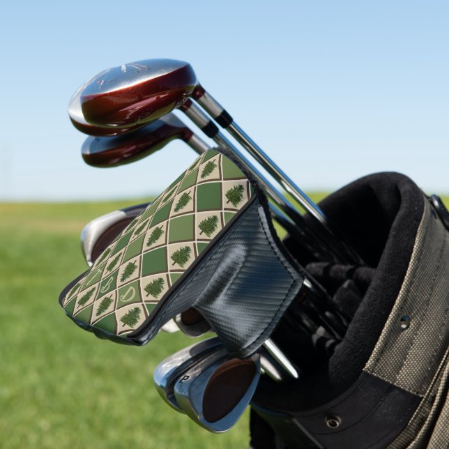 Pine Trees und Harlequin Putter Golf Head Cover Headcover (In Situ)