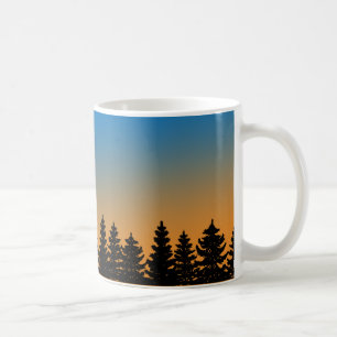 Pine Trees und Sunset Sky   Pinienwald   Tasse