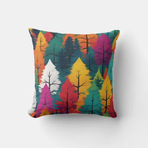 Pine Trees Vibranful Colorful Kissen