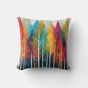 Pine Trees Vibranful Colorful Modern Art Kissen