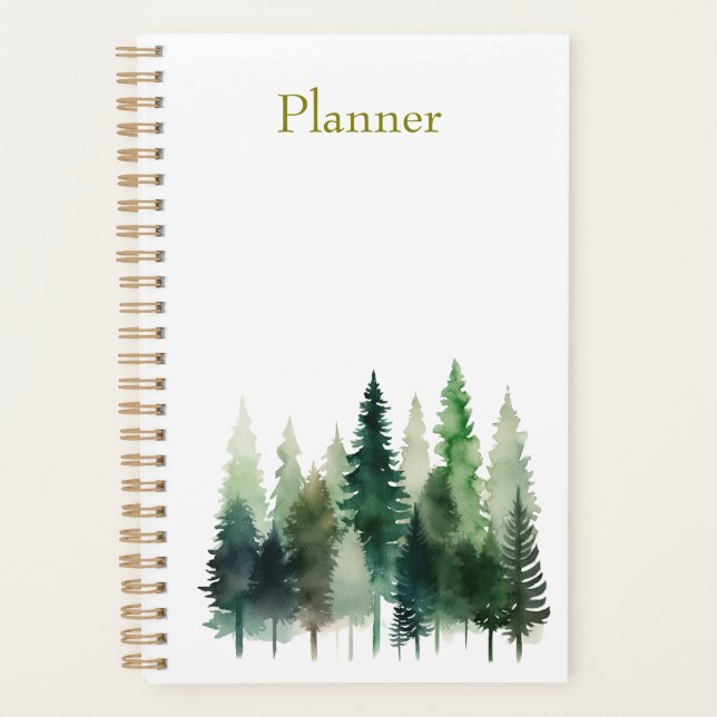 Pine Trees Watercolor Annual Planner  Planer (Vorderseite)