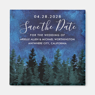 Pine Trees Watercolor Rustikale Hochzeit speichern Magnet