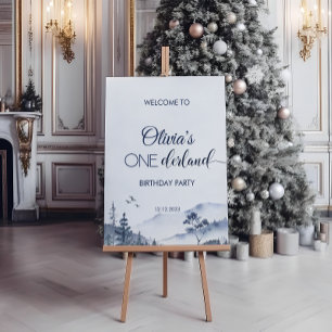 Pine Trees Winter Onederland Geburtstagswillkommen Poster